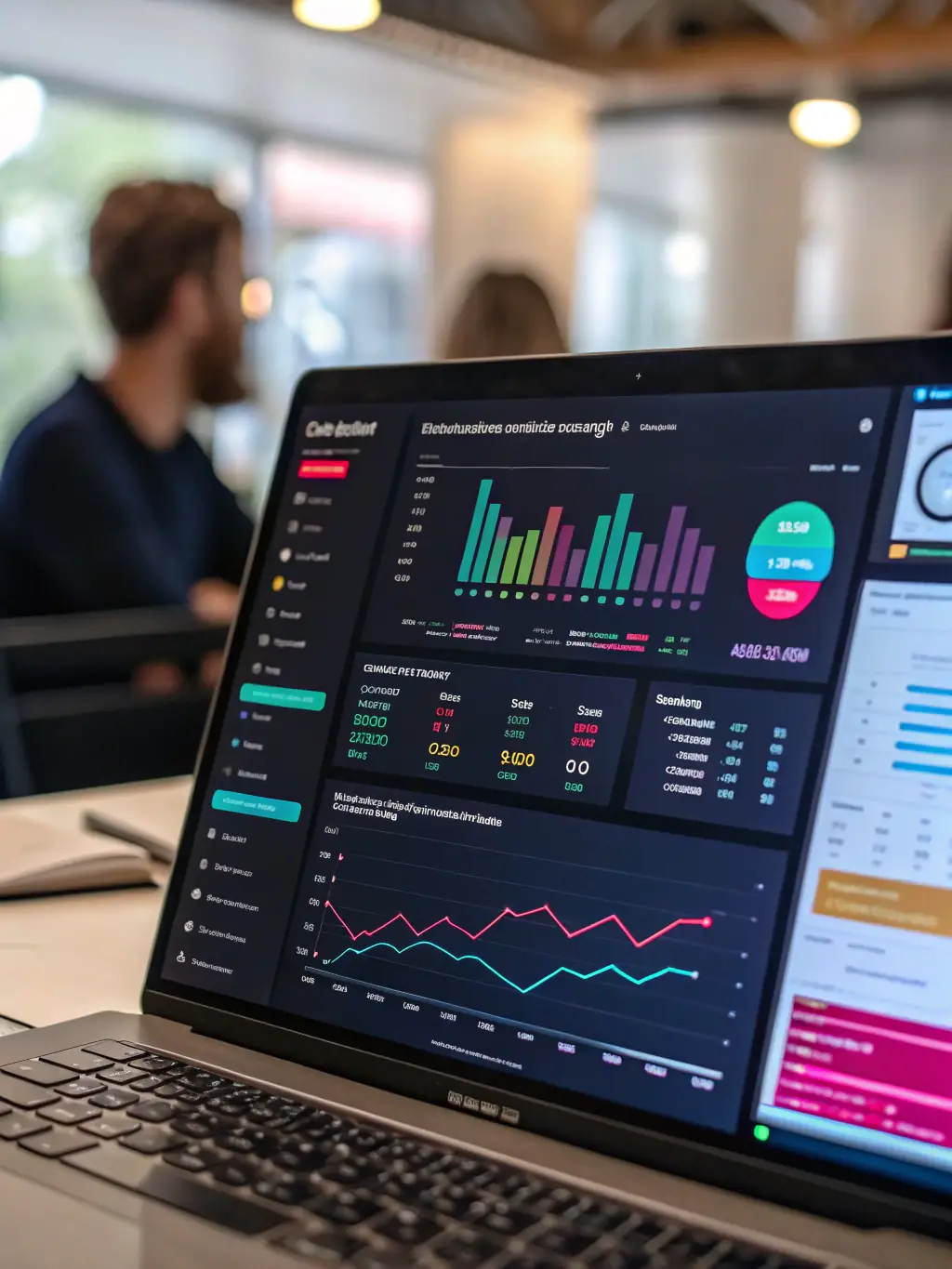 A dynamic image featuring data analytics dashboards and reports, illustrating BlueRock's data-driven approach to marketing and performance tracking.