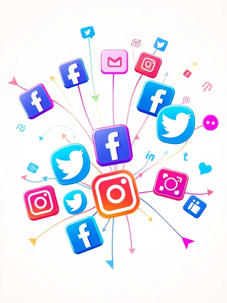 An eye-catching graphic depicting various social media icons connected by lines, symbolizing BlueRock's expertise in social media management and engagement.