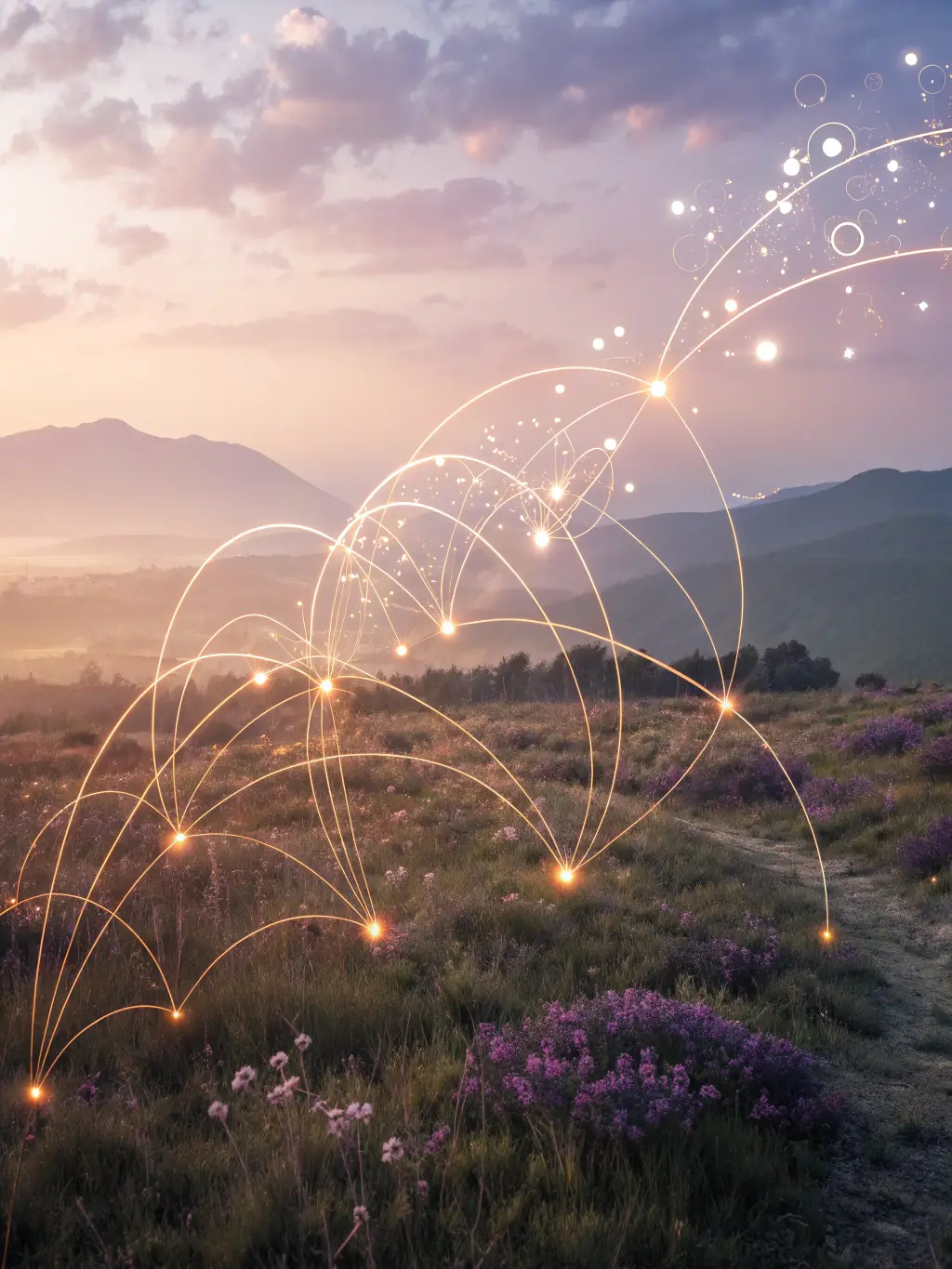 An abstract image representing data analysis and automation, with interconnected nodes and lines forming a network, symbolizing the power of data-driven marketing.